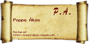 Poppe Ákos névjegykártya